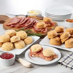 Cooked Country Ham and Biscuits